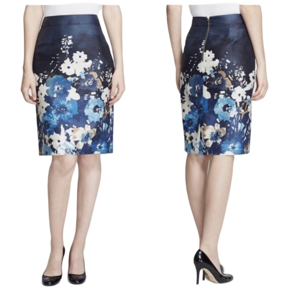 Kate Spade Marit Floral Pencil Skirt Silk blend Cottagecore Office Wedding Guest - Picture 2 of 11